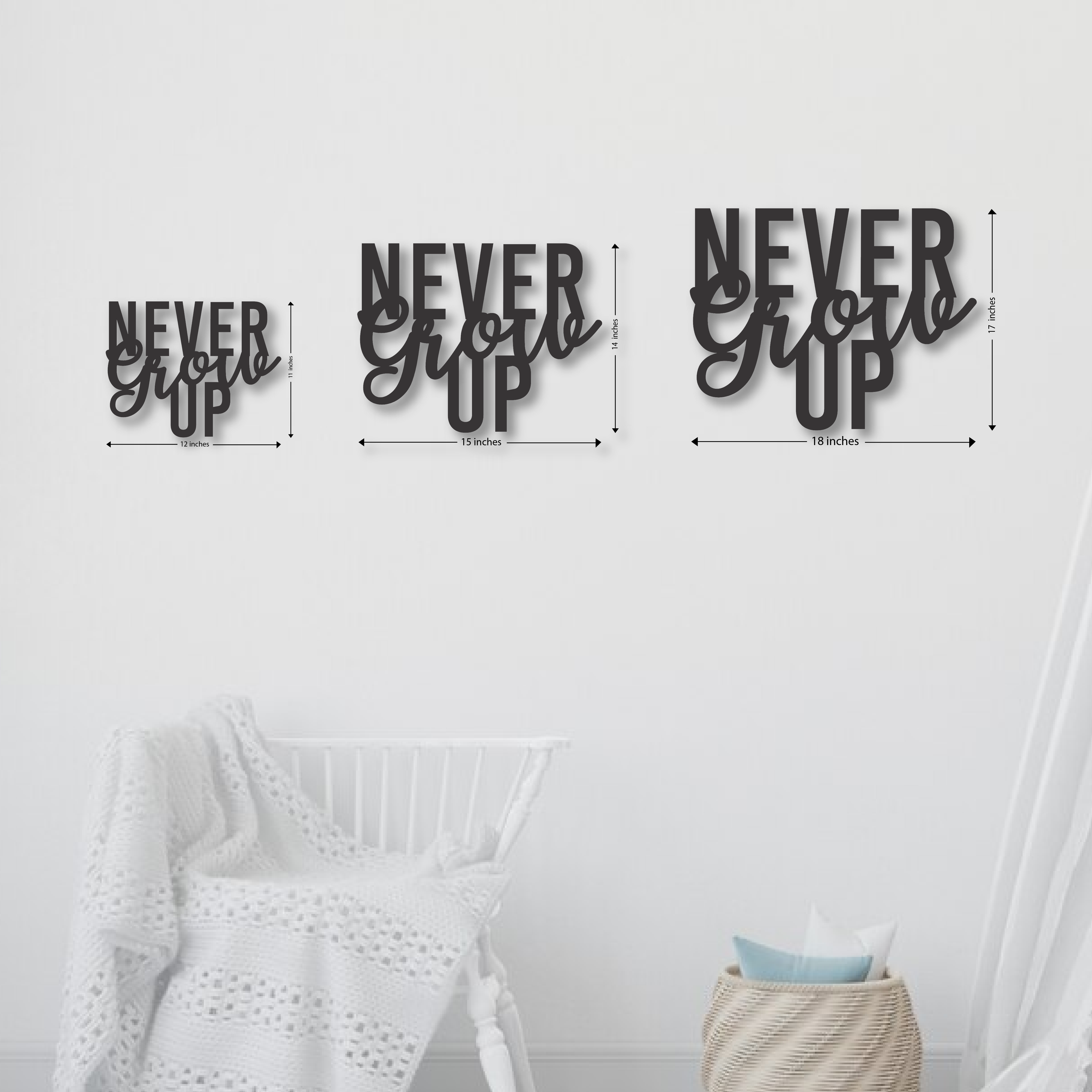 Wood Wall Cutouts -  Never Grow Up